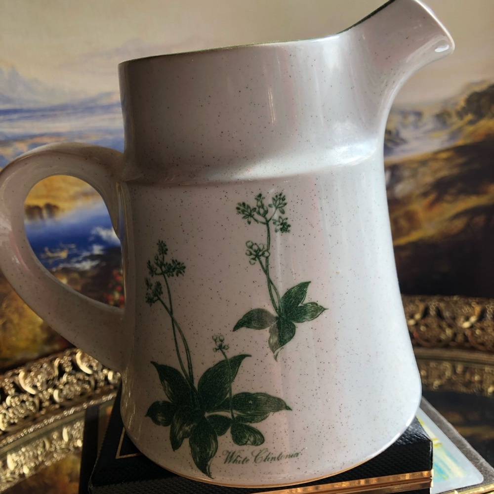 VINTAGE NORITAKE Stoneware Creamer Pitcher with “Mountain Flowers” Design 💚